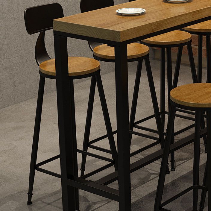 Pine Wood Top Rectangular Bar Table Industrial Pub Table with Trestle Base