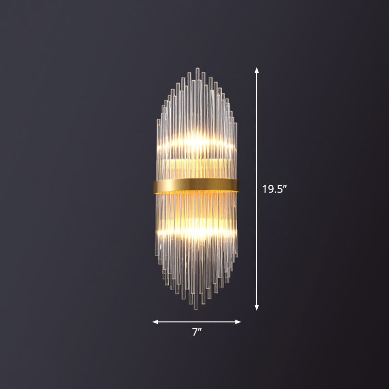 Postmodern Flute Shaped Wall Sconce Clear Crystal Rods Bedside Wall Light Fixture in Gold