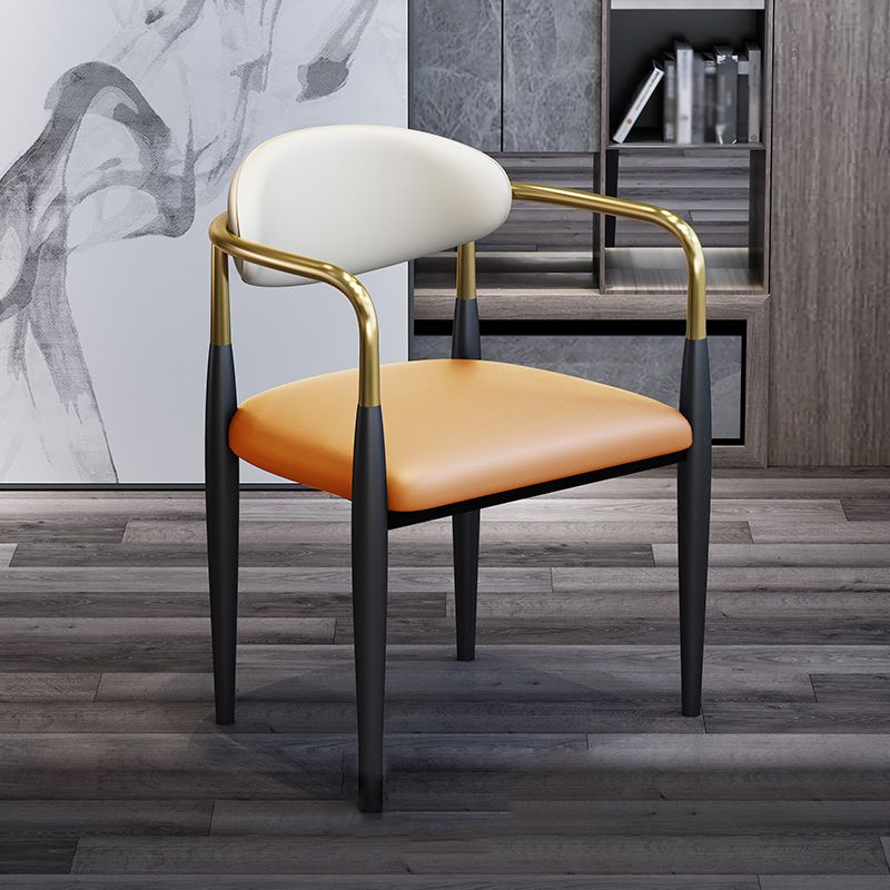 Modern Arm Chair Leather Open Back Dining Chair for Dining Room