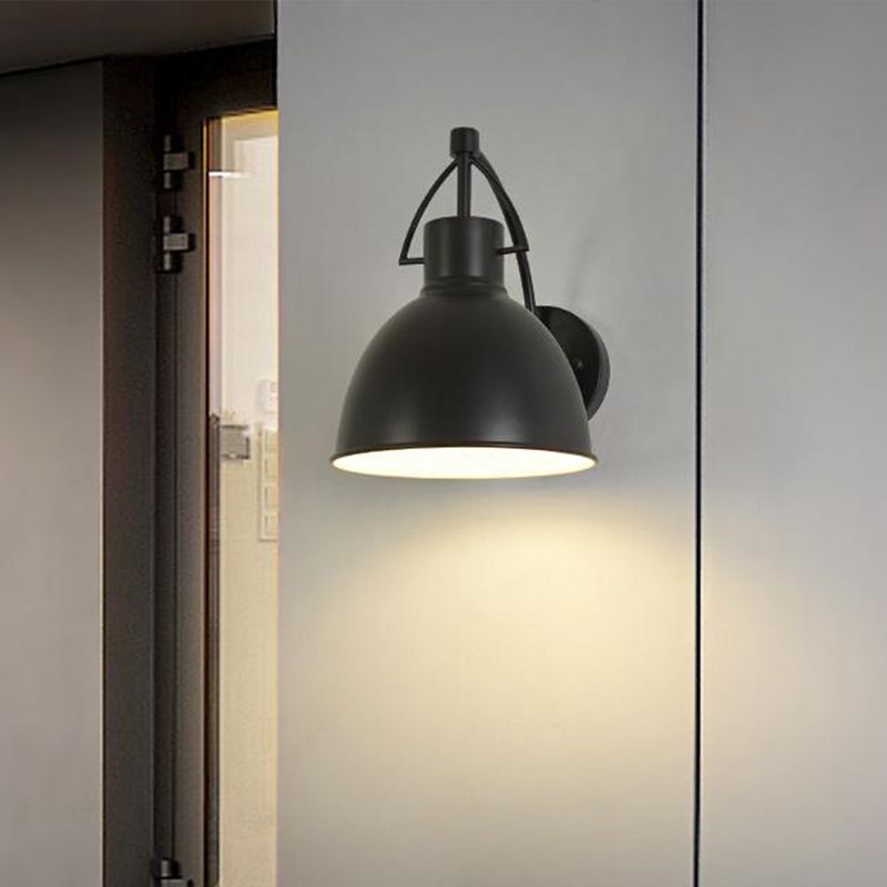 Bowl Shape Outdoor Wall Hanging Light Loft Iron 1-Light Black Sconce Light Fixture