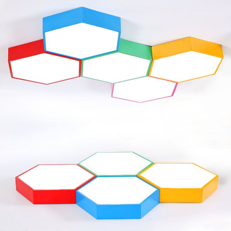 Plafoniera da incasso esagonale Simplicity Metallic Kindergarten Apparecchio di illuminazione da incasso a LED