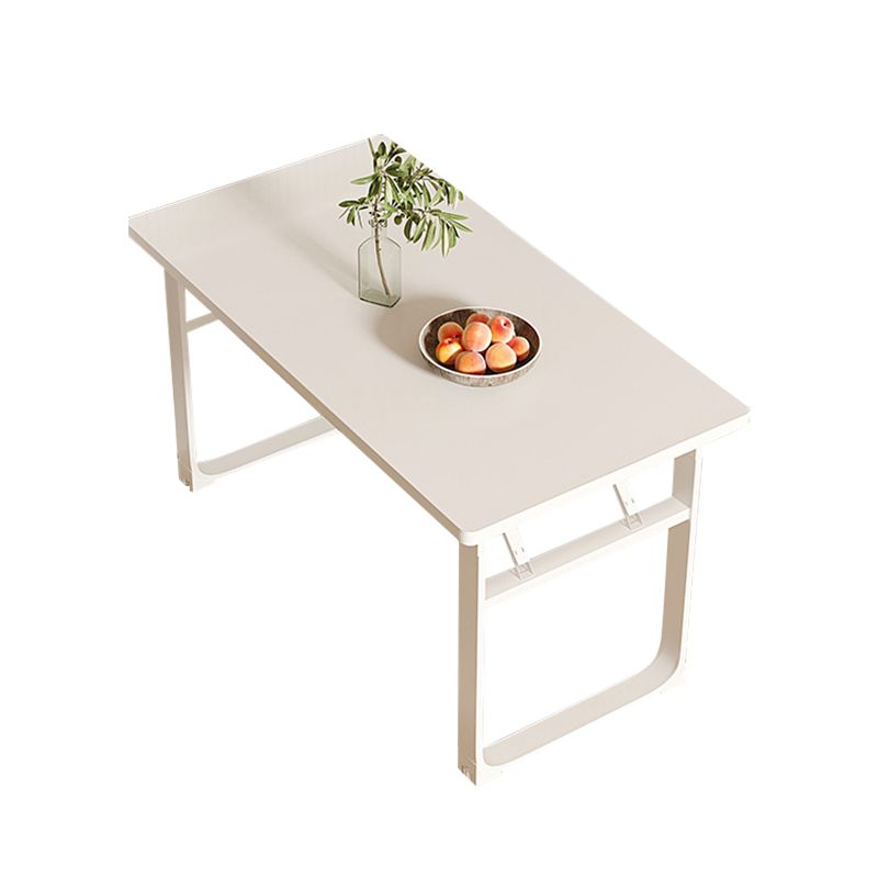 Modern Folding White Dining Table with Steel Sled Base for Dining Room