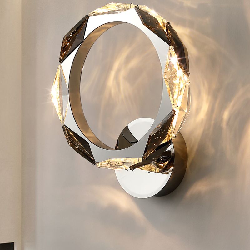 Modern Style Wall Mount Lamp LED with Crystal Shade for Bedroom
