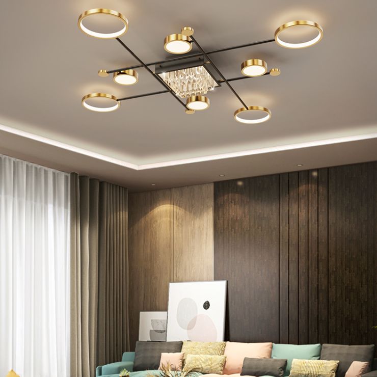 Éclairage du Mont-Flush moderne Sputnik Crystal Flush Mount Ceiling Light for Living Room
