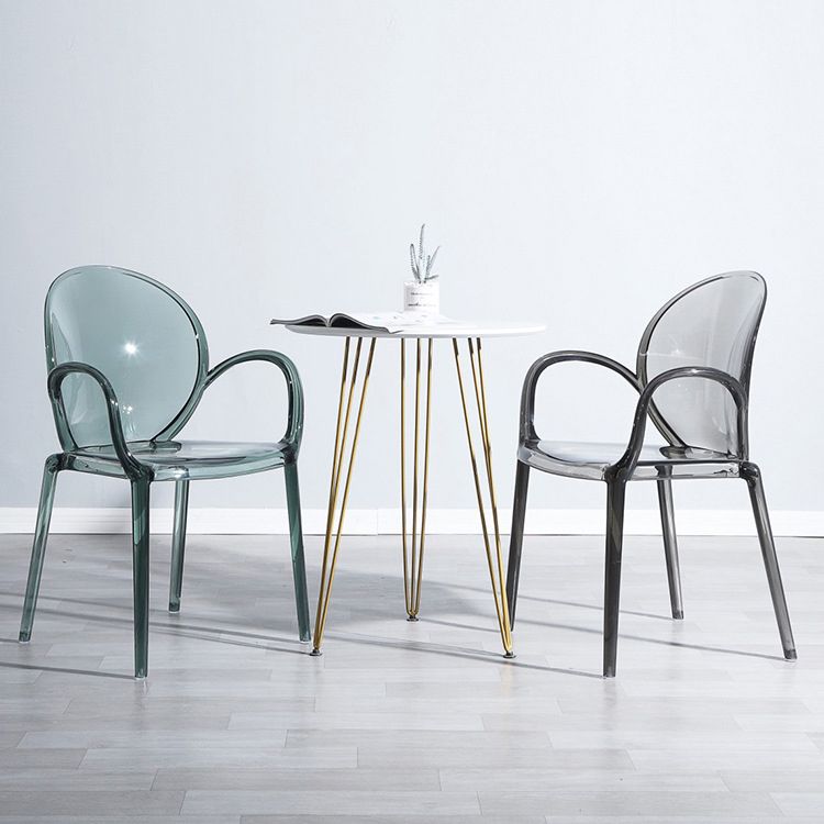 Modern Transparent Plastic Solid Back Side Chair 34"H Dining Chair for Restaurant