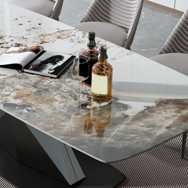 Modern Sintered Stone Top Dining Set Rectangle 1/2/5/7 Pieces Dinette Table Set