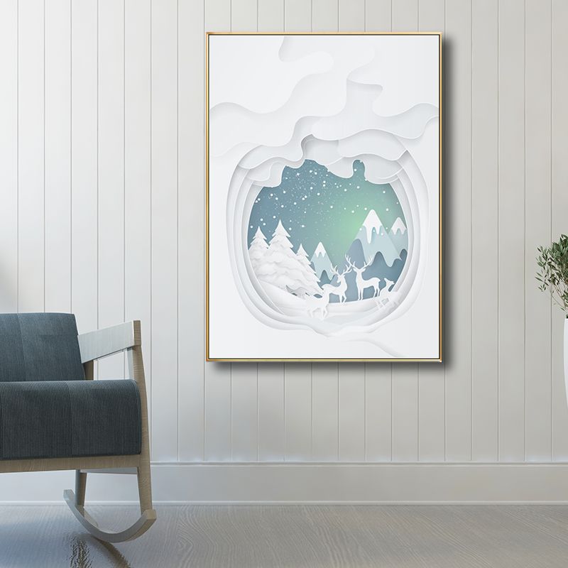 Toile imprimée d'art de paysage naturel nordique, décoration murale texturée de couleur claire pour la maison