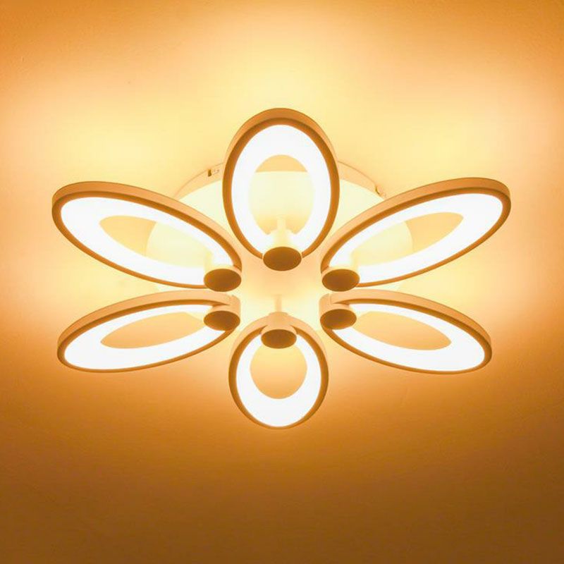 Elliptical LED Semi Flush Mount Modern Acrylic White Flushmount Ceiling Light for Living Room