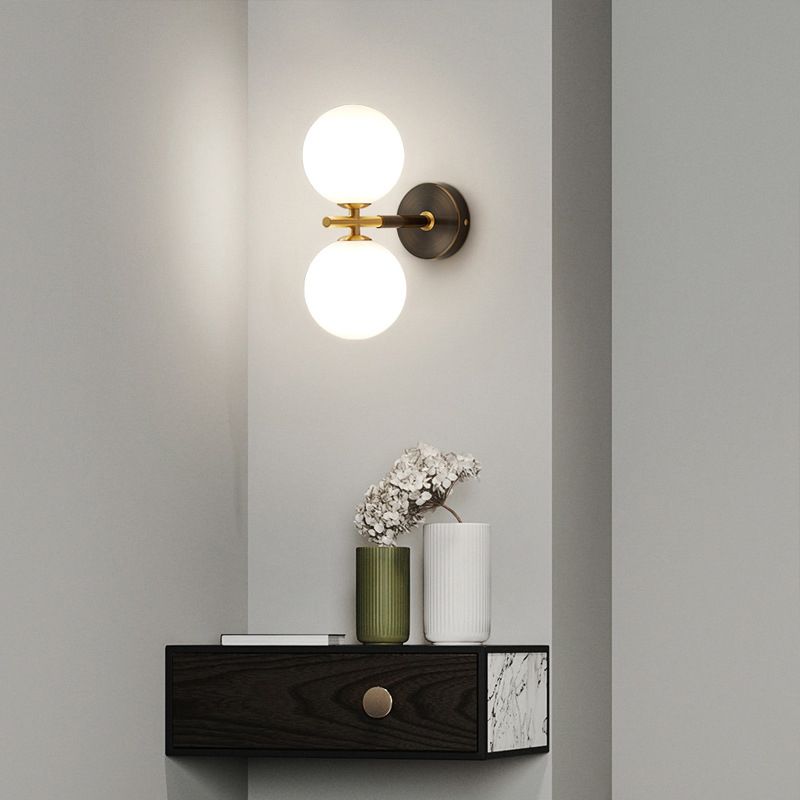Modern Style Wall Light Ball Shade in Gold Sconces for Bedroom