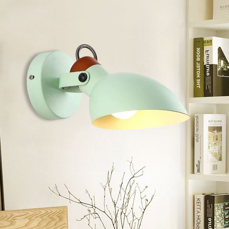 Green Flare Sconce Light Macaron 1 Head Metal Wall Mounted Lighting with Adjustble Arm