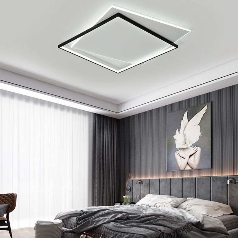 Double plafonnier LED carré en aluminium, luminaires encastrés pour salon