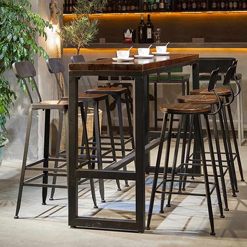 Industrial Rectangle Bar Stool and Table Set 1/2/7 Pieces Indoor Wood Pub Dining Set