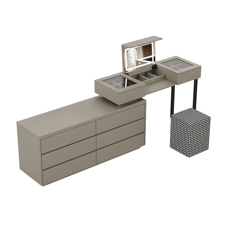 Modern Gray Flip-top Vanity Table and Stool with Storage - 30.3" High