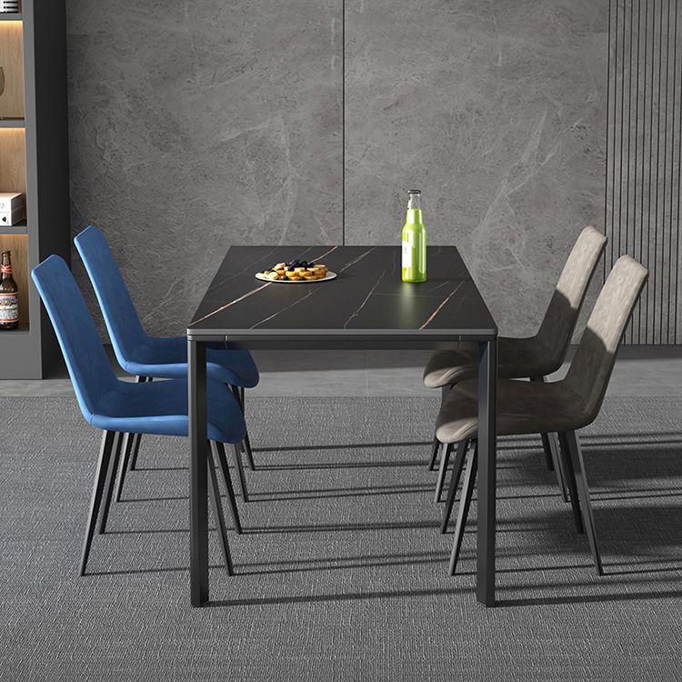 Gesinterde stenen eettafel industrieel zwart 4 poten basis rechthoektafel voor thuis