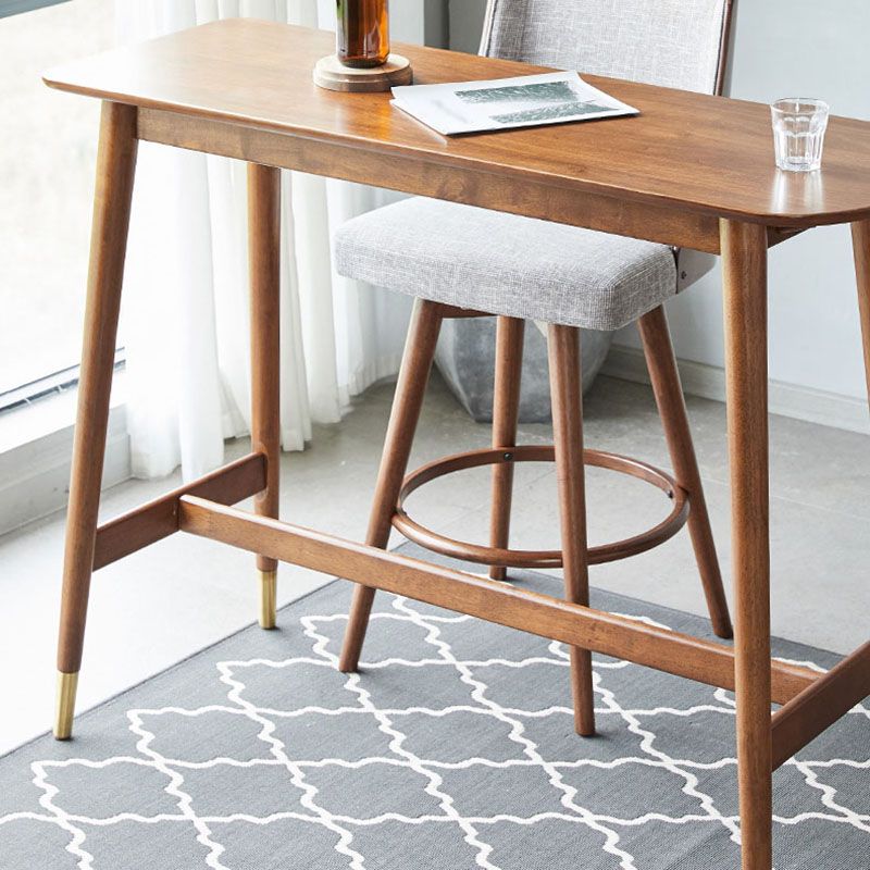 Industrial Style Natural Wood Bar Table Oval Top Indoor 40.75"H Bistro Table