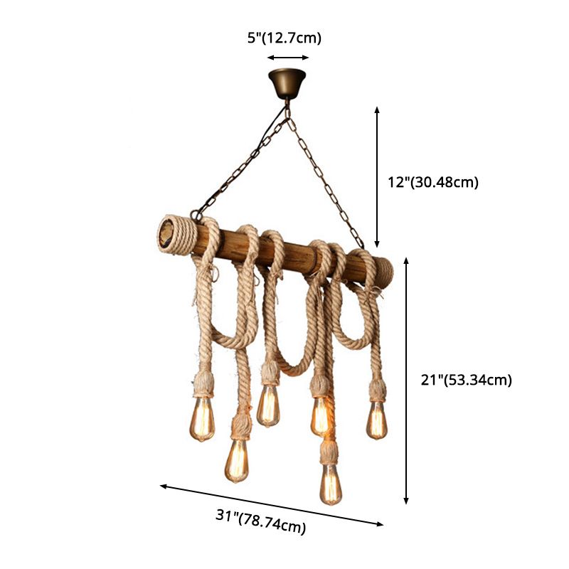 Bare Bulb Hanging Island Lights Rope Retro Industrial Style Pendant Lighting Fixtures for Restaurant