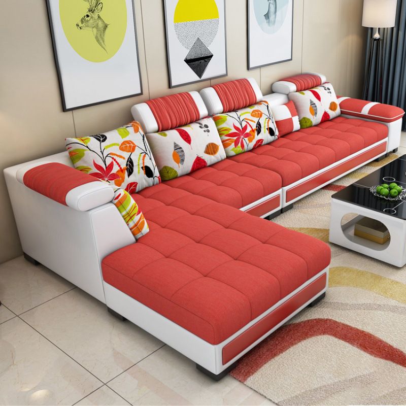 135.8x68.8x30.3 Modern Faux Leather Sectional Square Arm Sectional