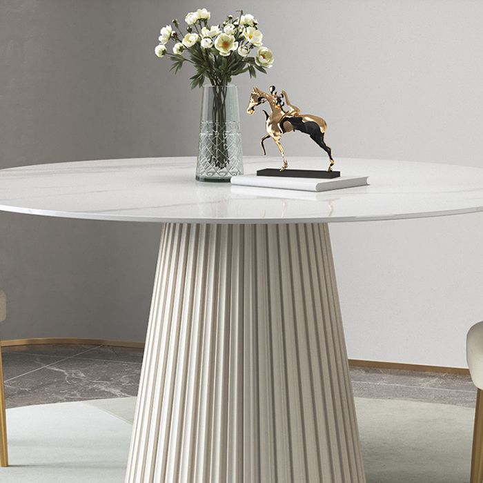 Glam Dining Table Set 1/2/3/5/7 Pcs Round White Dining Table with Side Chairs