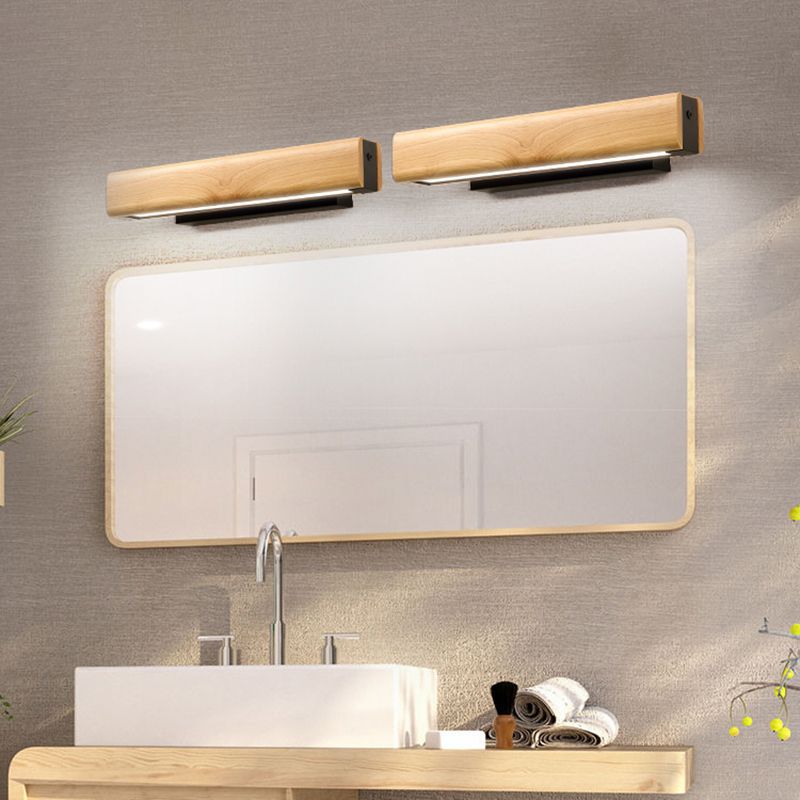 Iluminación LED de baño rectangular Madera Modernamente lámpara de tocador para baño