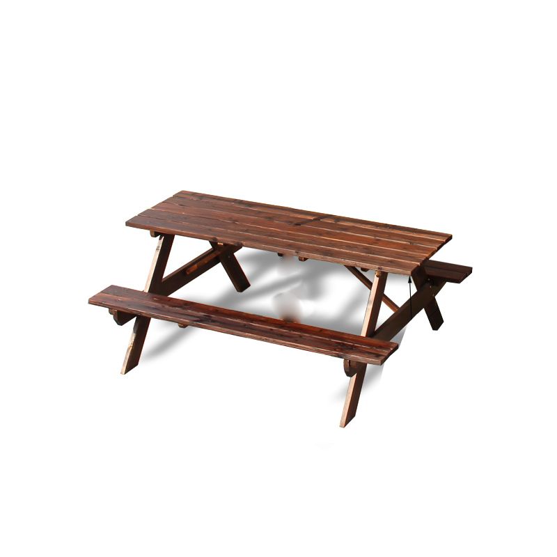 Farmhouse Solid Wood Picnic Table UV Resistant Brown Patio Table