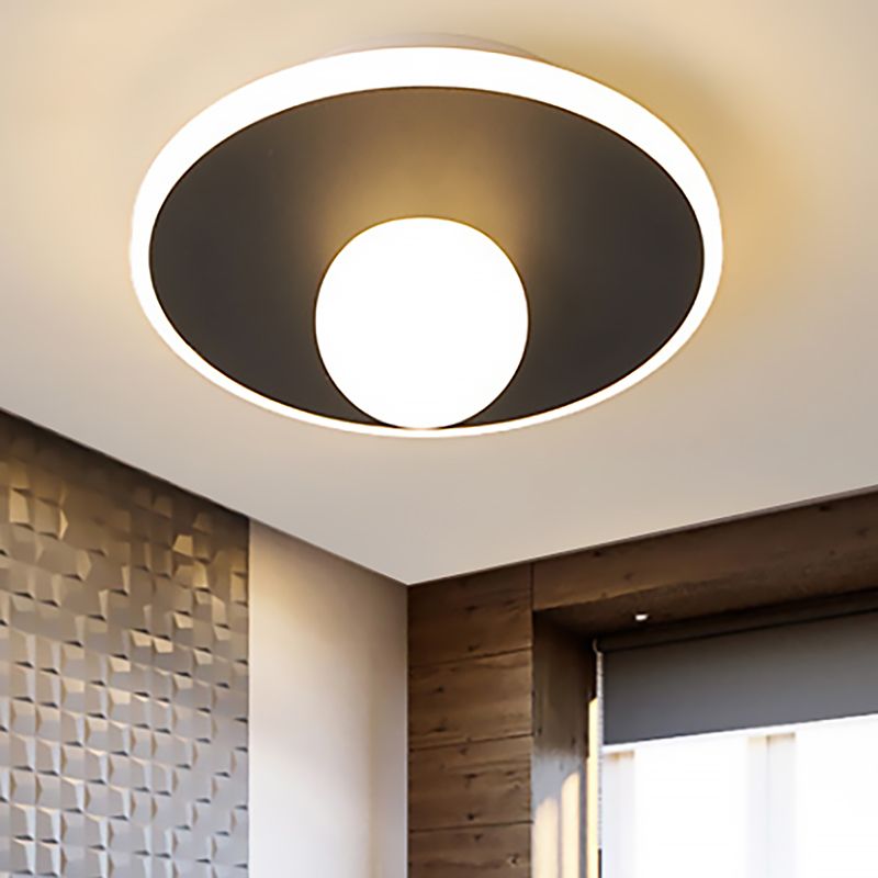 Modern Led Flush Lamp with Acrylic Shade White/Black Led Square/Rectangle Flush Mount Light in White/Warm Light
