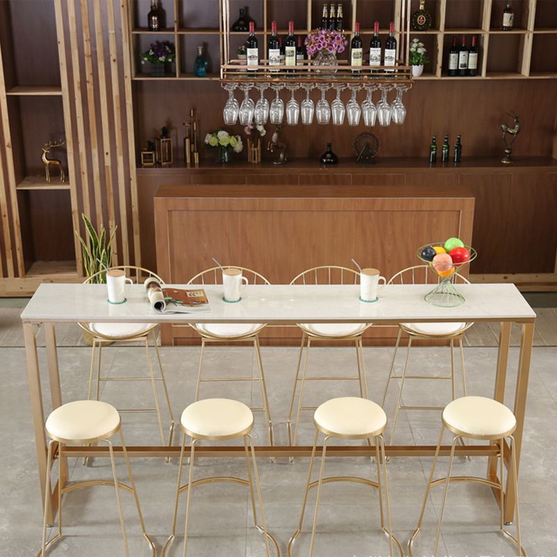 Modern Bar-height Table FauxMarble Top Bistro Bar Table with Gold Base