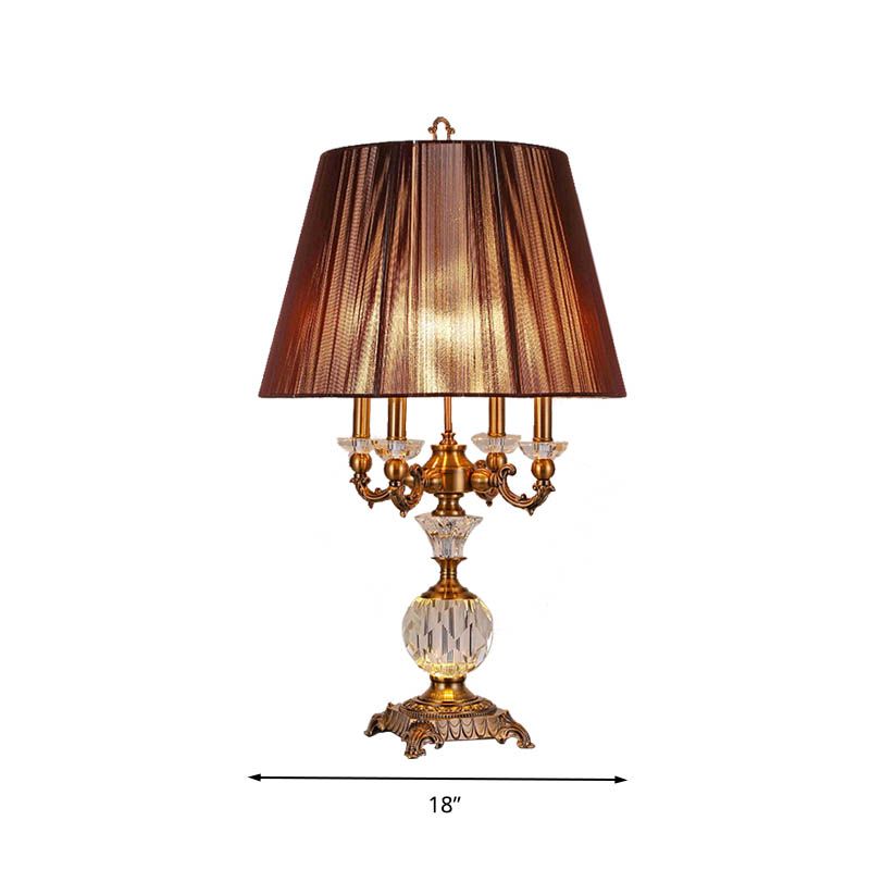 Lampada da comodino in cristallo con paralume impero Lampada da tavolo per camera da letto Countryside a 1 luce in marrone