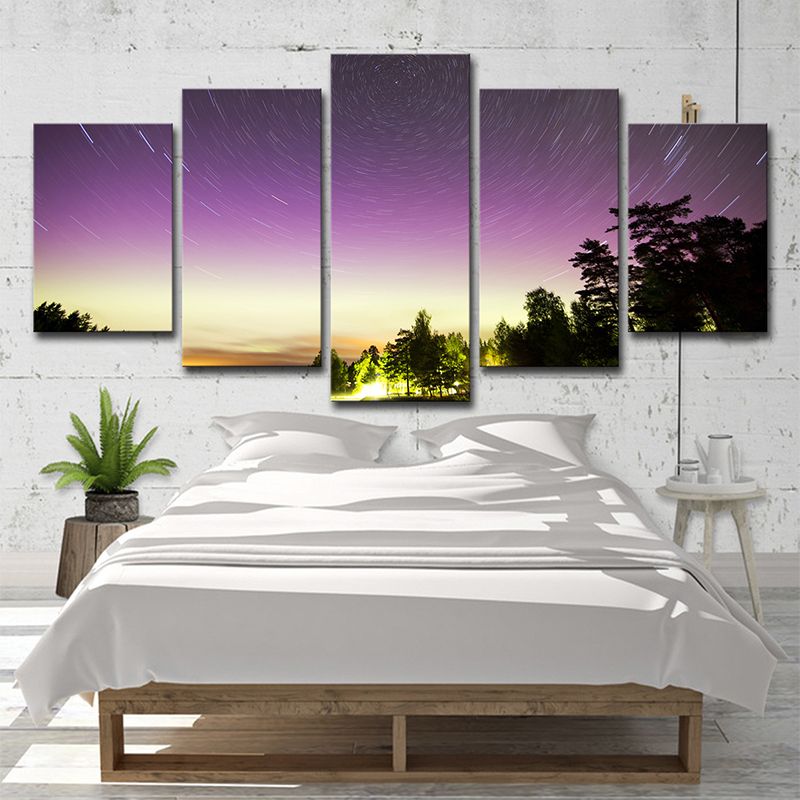 Purple Starry Scenery Wall Art Decor Multi-Piece Science Fiction Girls Bedroom Canvas
