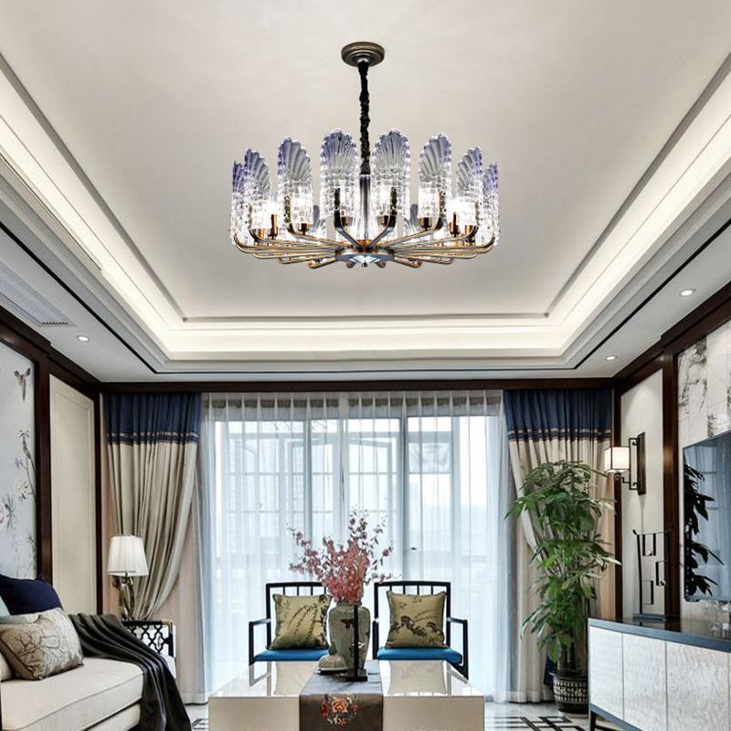 Peacock kroonluchter verlichting moderne gradiënt paarsachtig blauw glas woonkamer hangend licht