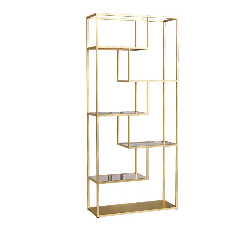 Industrial Open Back Bookshelf with Iron Frame Bookcase for Home Office