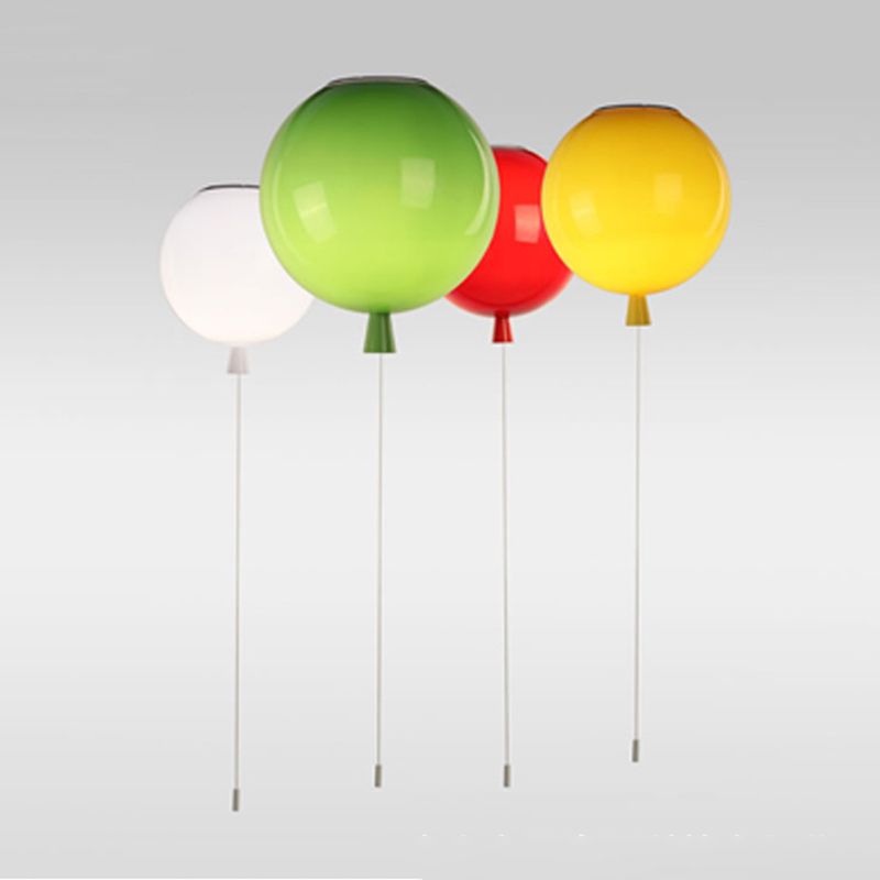 Plafonnier macaron en acrylique à 1 lumière avec cordon de tirage pour maternelle, ballon