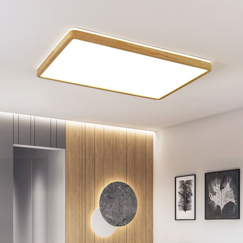 Lámpara empotrada para el hogar, marco de madera, luces de techo LED geométricas