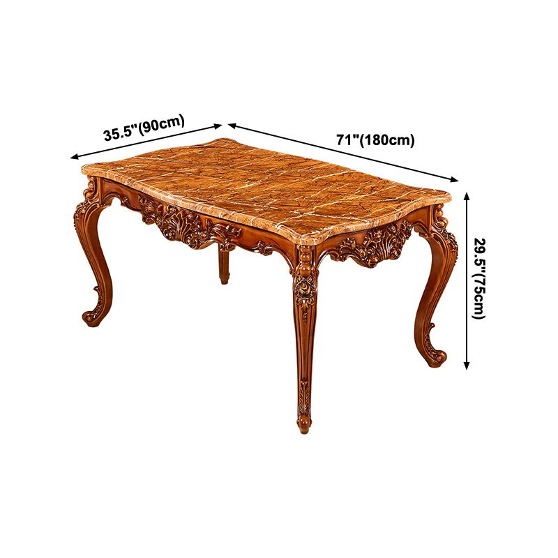 Mesa de comedor de estilo victoriano de rectángulo Tono marrón con mármol
