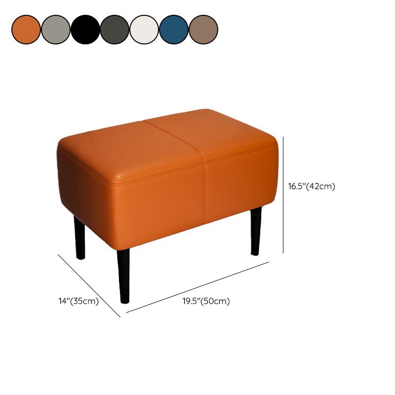 Modern Upholstered Ottomans Rectangle Shape Leather Ottomans with Legs