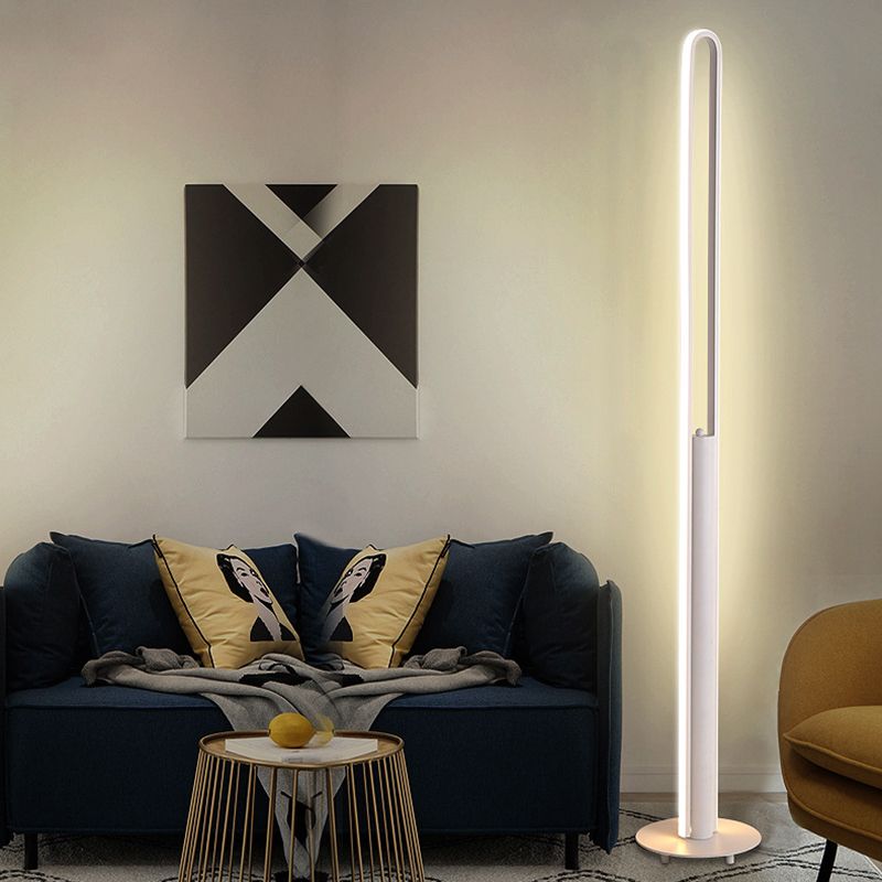 Illumlico illuminazione del pavimento di lettura tubolare minimalista lampada in piedi in bianco/nero/oro in luce calda/bianca