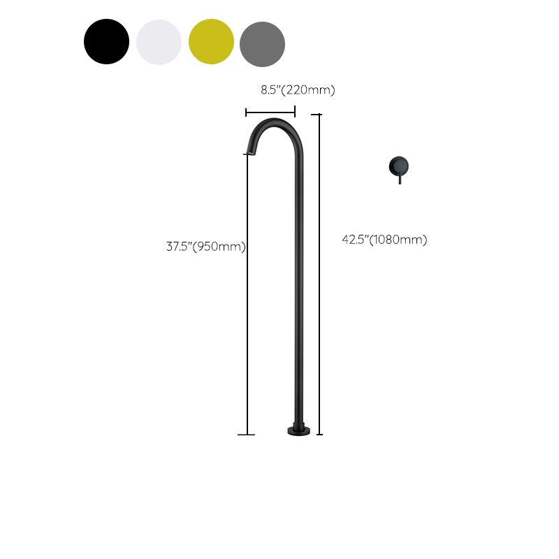 Contemporary Bathroom Faucet Floor Mounted Copper High Arc Fixed Freestanding Faucet