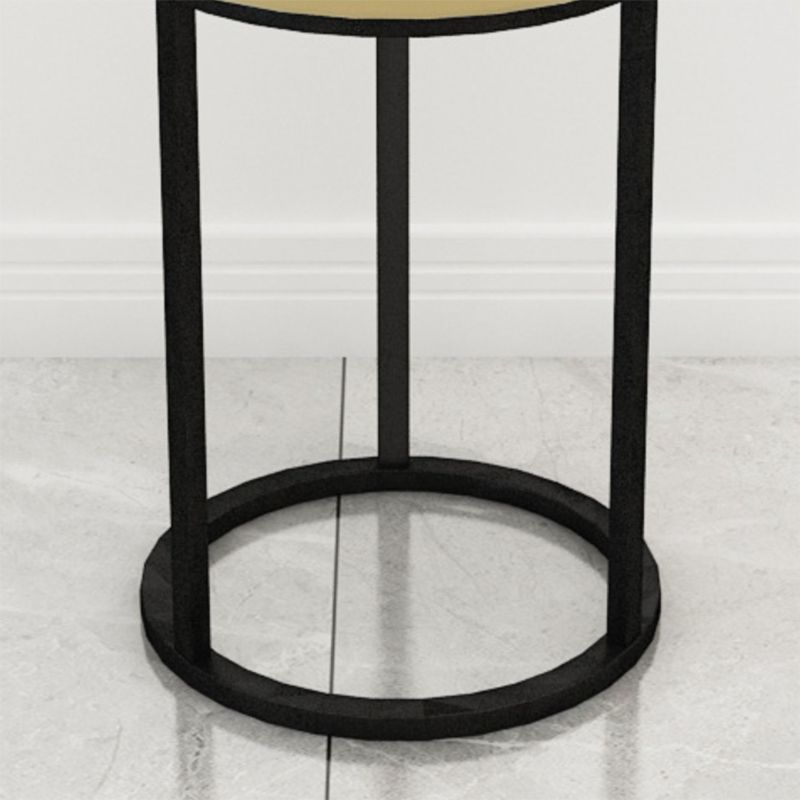 Mildew Resistant Ottoman Plain Velvet Contemporary Round Metal Frame Ottoman