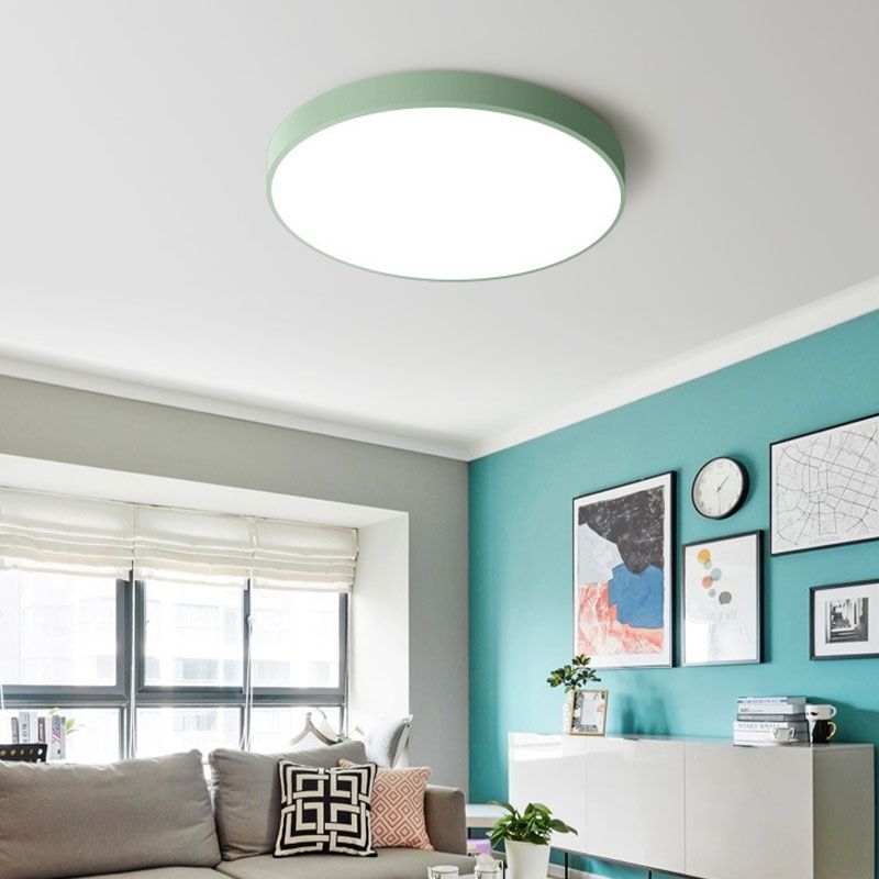 Lampada da soffitto rotonda moderna Macaroon Acrilico 1 Luce LED Flush Mount per camera da letto
