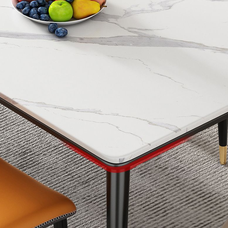 Simple Kitchen Standard Dining Table Sintered Stone Rectangle Dining Table with 4 Legs Base