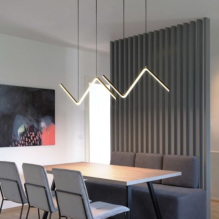 Lustres de lustre de l'île linéaire contemporaine Metal 2 Light Island Chandelier