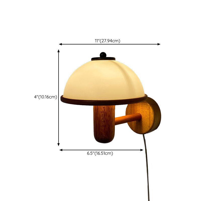 Modern Wooden Wall Lamp Glass Shade Wall Sconce Lighting for Bedroom