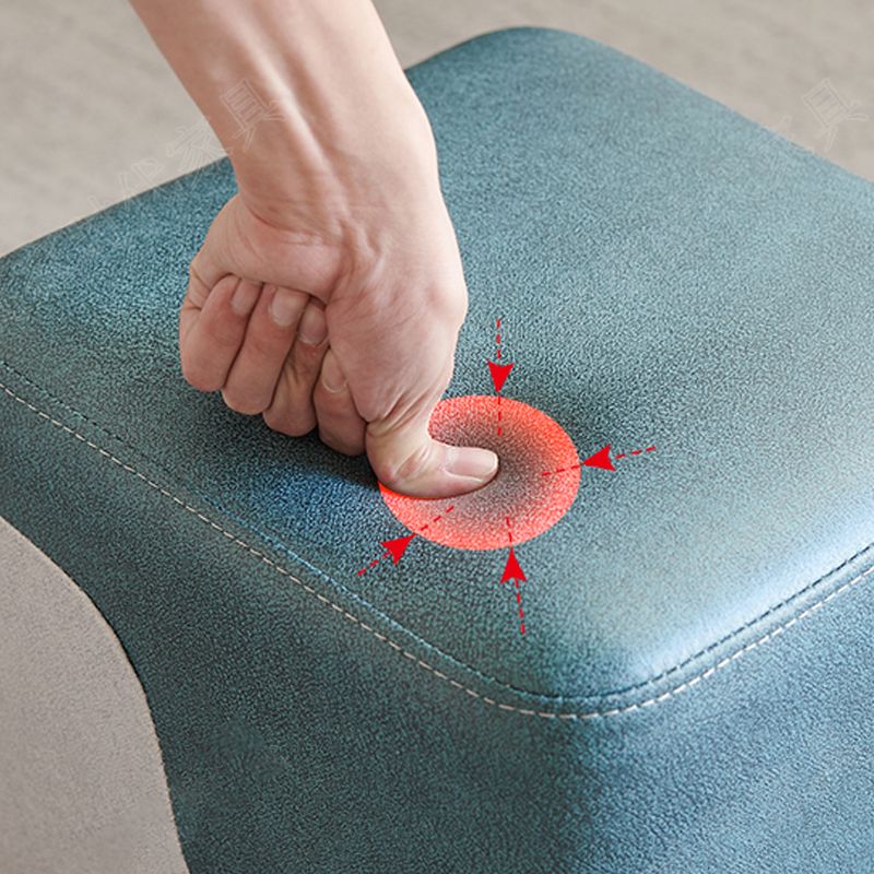 Modern Contrast Color Pouf Chair Round Cotton Stain Resistant Footstool Ottoman