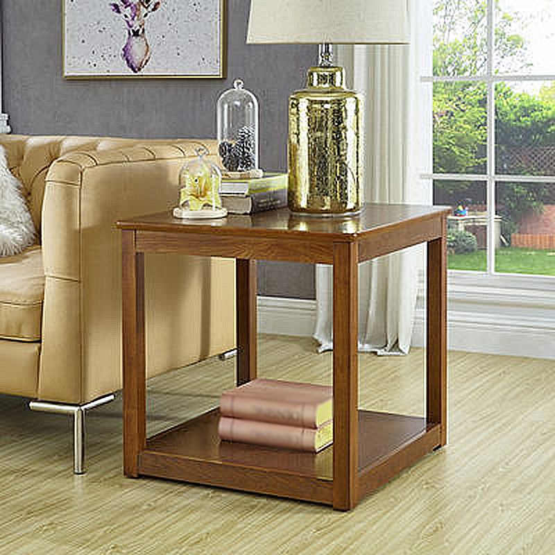 Farmhouse Square Wood End Table Brown/Walunt Sofa Side Table with Storage