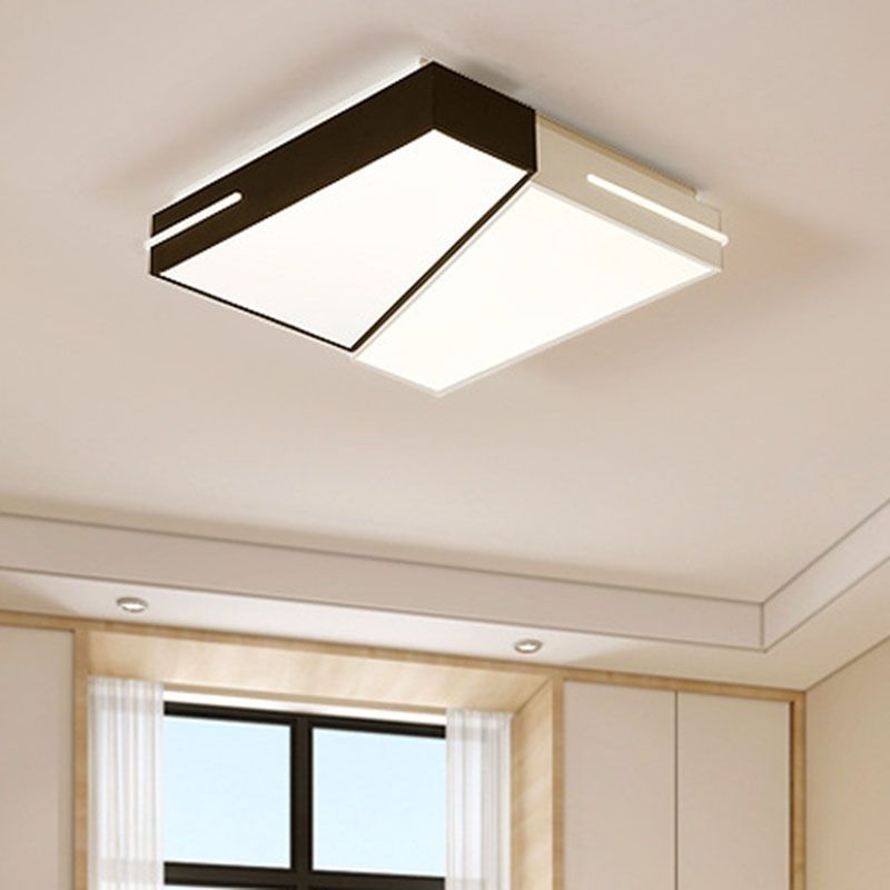 White Splicing Quadrate Flush Ceiling Light Contemporary Metal LED Flush Mount Lighting Fixture