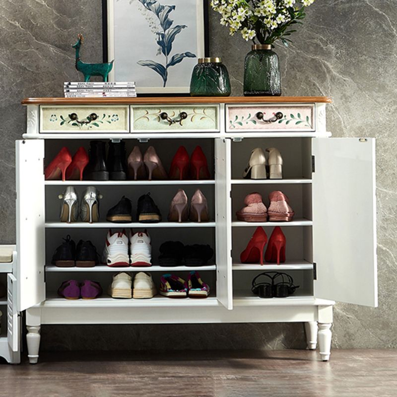 Mid-Century Modern Cabinet Ring Pulls Wood Side Cabinet with Drawer