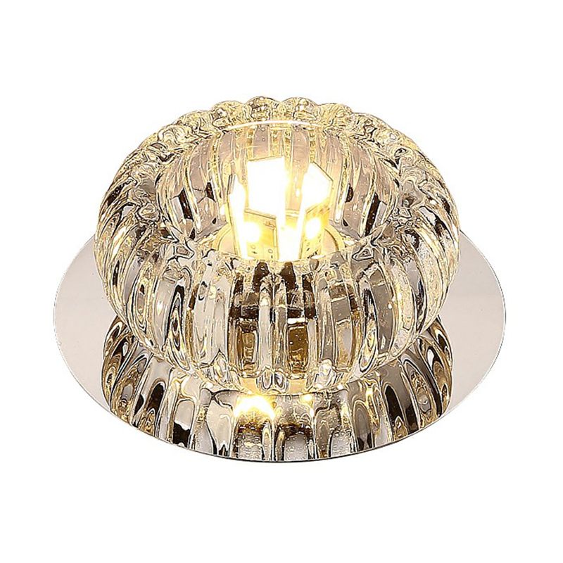 Plafonnier LED rond Simplicity en cristal transparent pour couloir