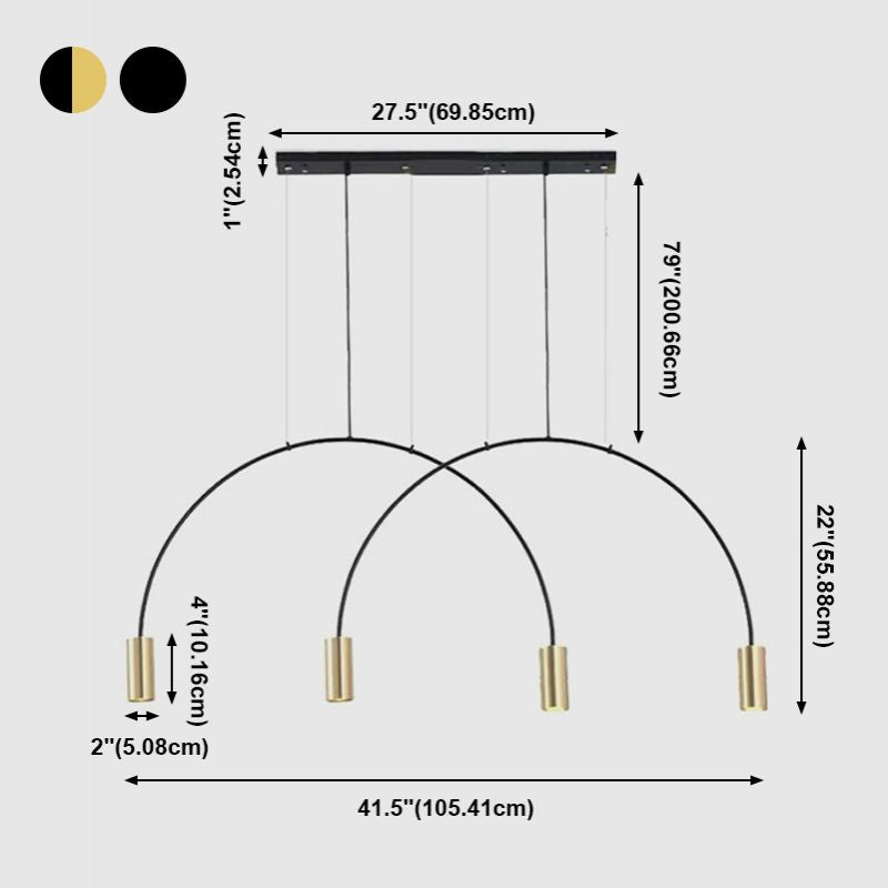 Lampadari cilindrici Isola Luci a sospensione Luci a sospensione contemporanea per il metallo dell'isola da cucina