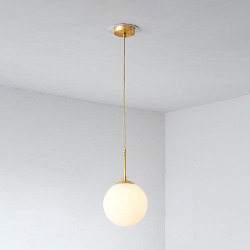 Globe Glass Pendant Light in Modern Creative Style Copper Single Hanging Lamp for Dining Room
