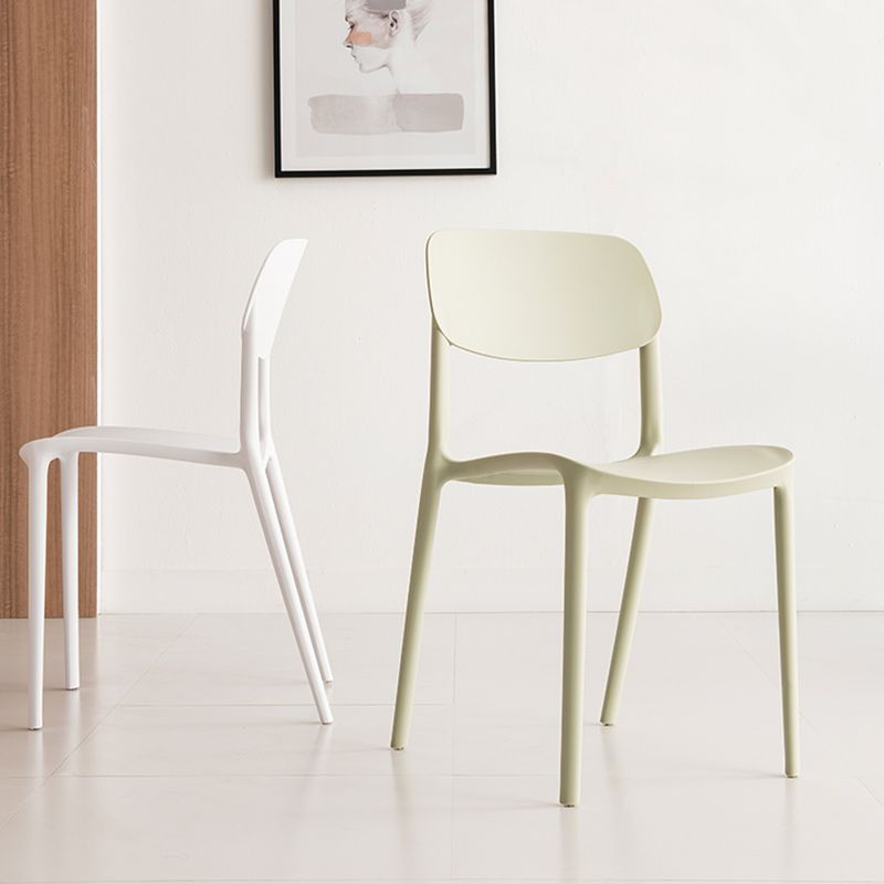 Glam Style Dining Room Chair Plastic Open Back Chair for Indoor