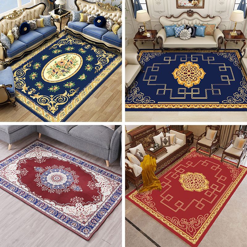 Fancy Chinoiserie Rug Multi Color Floral Area Carpet Non-Slip Backing Stain Resistant Pet Friendly Rug for Living Room